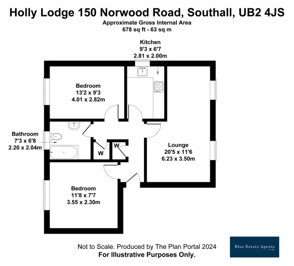 Floor Plan Image for 2 Bedroom Flat for Sale in Norwood Road, Southall, UB2