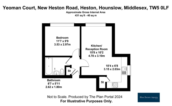 Floor Plan Image for 1 Bedroom Ground Flat for Sale in New Heston Road, Hounslow, TW5