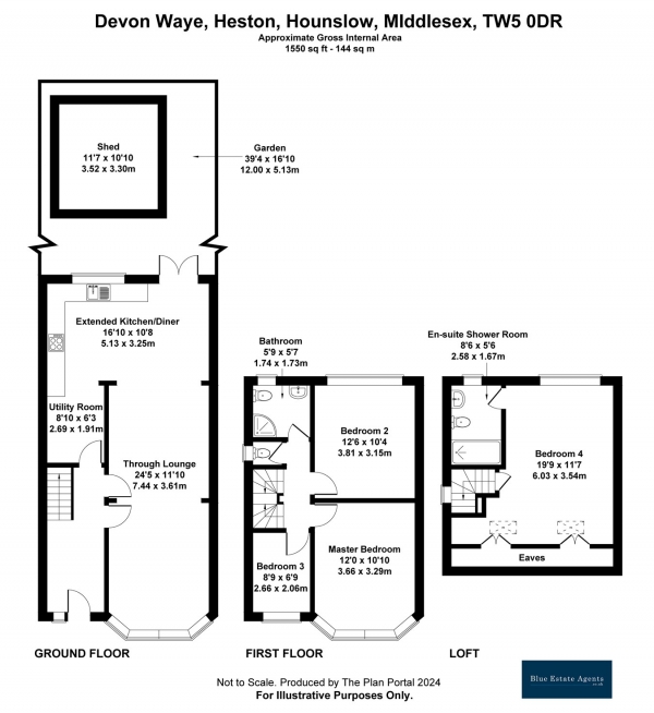 Floor Plan Image for 4 Bedroom Semi-Detached House for Sale in Devon Waye, Hounslow, TW5