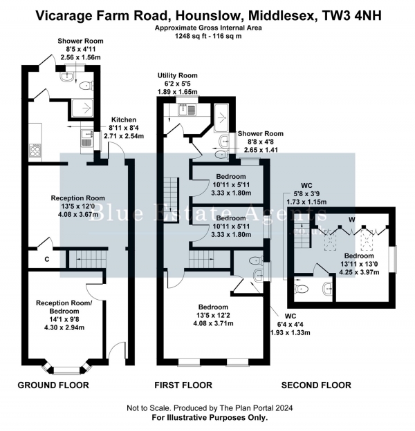 Floor Plan Image for 4 Bedroom Semi-Detached House for Sale in Vicarage Farm Road, Hounslow, TW3