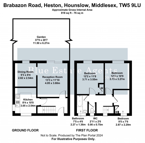 Floor Plan Image for 3 Bedroom Terraced House for Sale in Brabazon Road, Hounslow, TW5