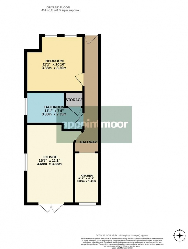 Floor Plan Image for 1 Bedroom Ground Flat for Sale in CARLINGFORD DRIVE, Westcliff-On-Sea