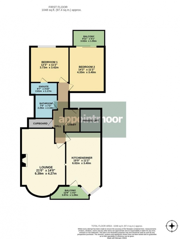 Floor Plan Image for 2 Bedroom Apartment for Sale in PALMEIRA AVENUE, Westcliff-On-Sea