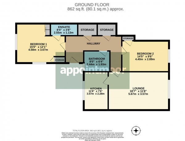 Floor Plan Image for 2 Bedroom Apartment for Sale in HORSESHOE CRESCENT, Shoeburyness, Southend-On-Sea