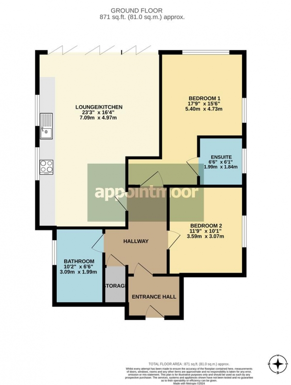 Floor Plan Image for 2 Bedroom Apartment for Sale in Imperial Avenue, Chalkwell