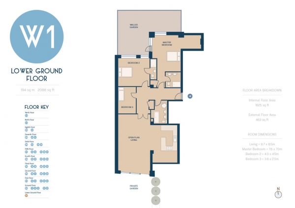 Floor Plan Image for 3 Bedroom Apartment for Sale in The Leas, Chalkwell