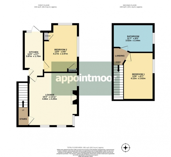 Floor Plan for 2 Bedroom Apartment for Sale in Carlton Avenue, Westcliff-On-Sea, SS0, 0QL -  &pound179,950