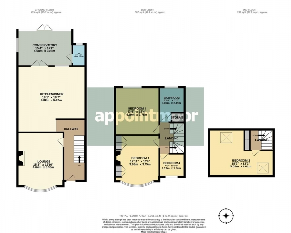 Floor Plan Image for 4 Bedroom Terraced House for Sale in Lord Roberts Avenue, Leigh-On-Sea