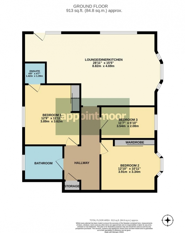 Floor Plan Image for 3 Bedroom Apartment for Sale in VALKYRIE ROAD, Westcliff-On-Sea