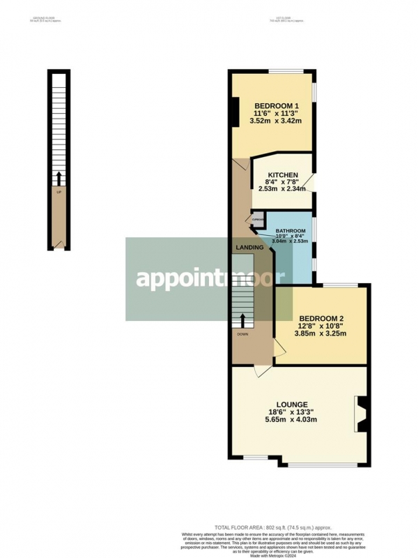 Floor Plan for 2 Bedroom Apartment for Sale in Finchley Road, Westcliff-On-Sea, SS0, 8AF -  &pound270,000