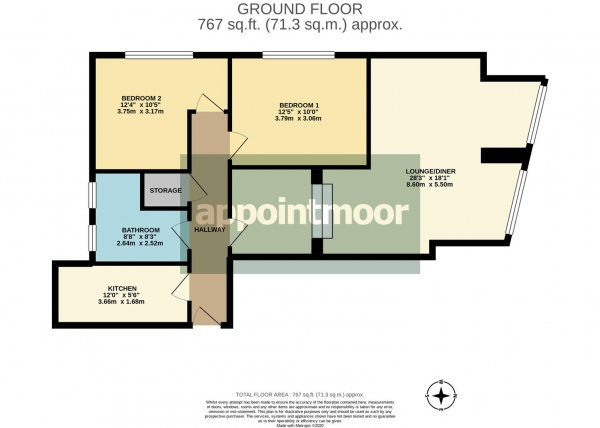 Floor Plan for 2 Bedroom Apartment for Sale in Station Road, Westcliff-On-Sea, SS0, 8HE - Offers in Excess of &pound220,000