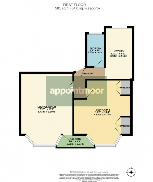 Floor Plan Image for 1 Bedroom Property for Sale in Grand Parade, Leigh-On-Sea