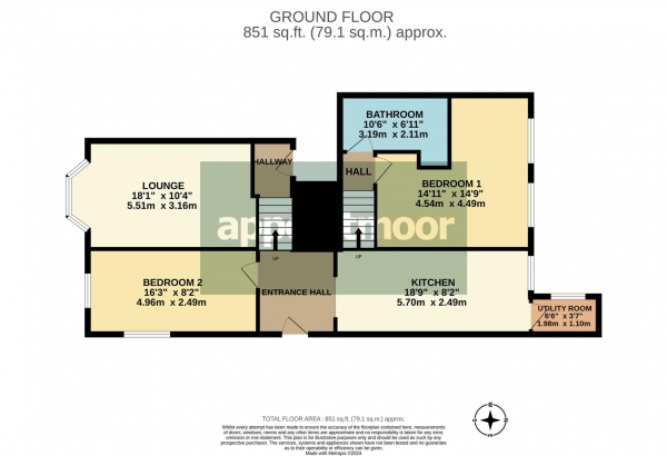 Floor Plan for 2 Bedroom Apartment for Sale in Royal Terrace, Southend-On-Sea, SS1, 1DX - Offers in Excess of &pound325,000