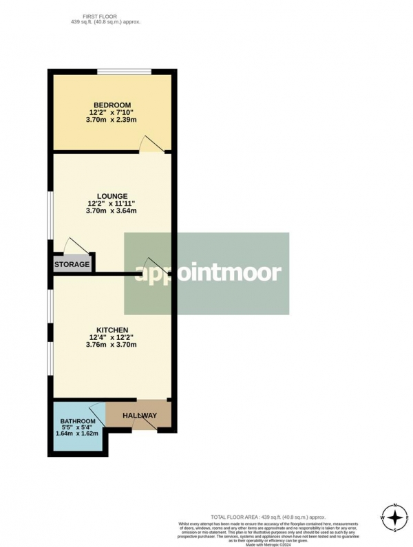 Floor Plan Image for 1 Bedroom Apartment for Sale in The Leas, Westcliff-On-Sea