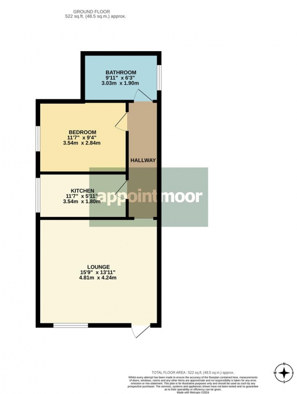 Floor Plan Image for 1 Bedroom Semi-Detached Bungalow for Sale in Grosvenor Mews, Westcliff-On-Sea