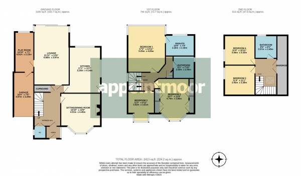 Floor Plan for 5 Bedroom Detached House for Sale in Hall Park Avenue, Chalkwell, SS0, 8NR -  &pound1,150,000