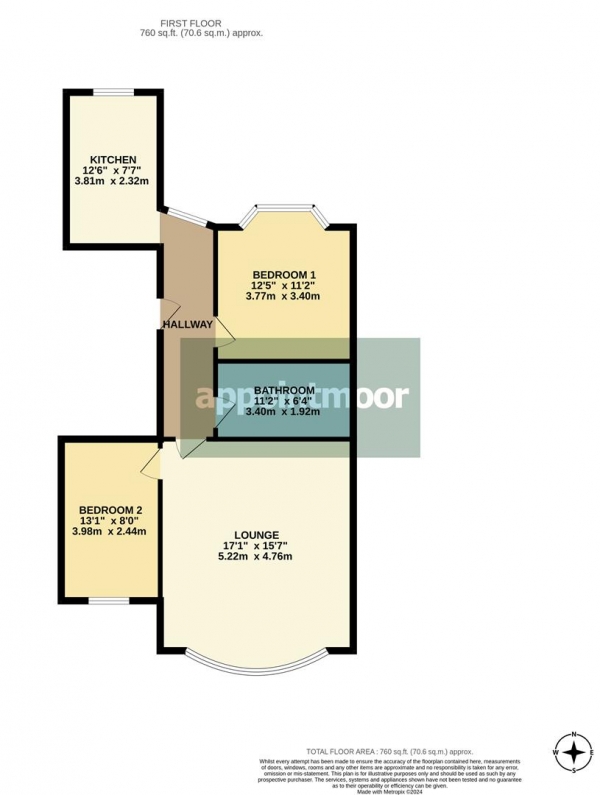 Floor Plan Image for 2 Bedroom Apartment for Sale in BRITANNIA ROAD, Westcliff-On-Sea