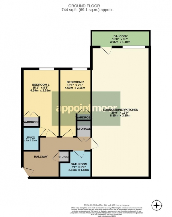 Floor Plan Image for 2 Bedroom Apartment for Sale in BEECH ROAD, Benfleet