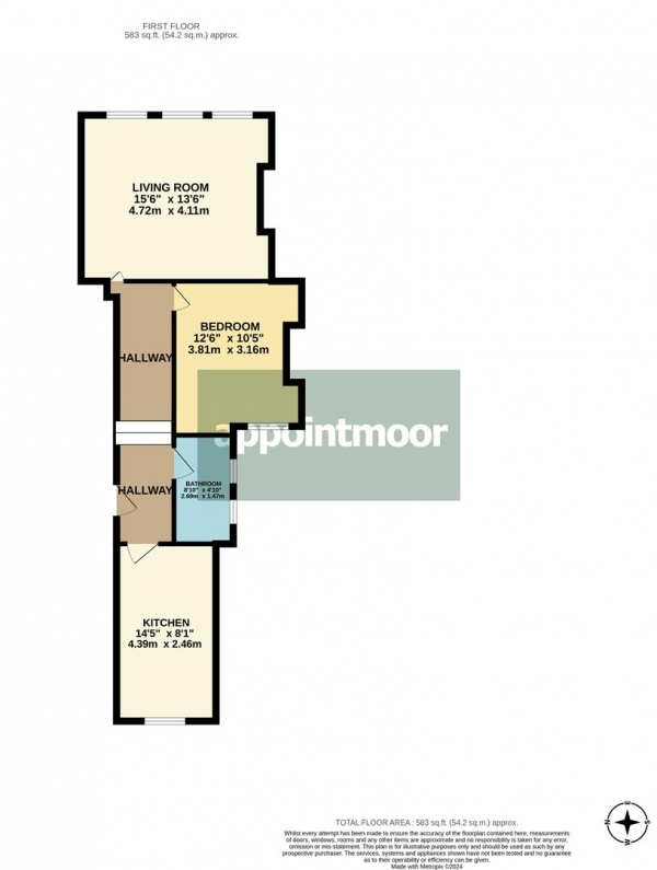 Floor Plan Image for 1 Bedroom Property for Sale in HAMLET COURT ROAD, Westcliff-On-Sea