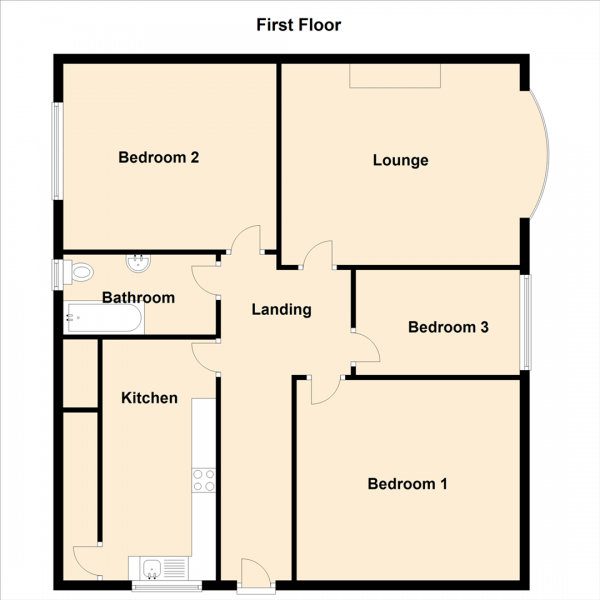 Floor Plan Image for 3 Bedroom Property to Rent in Shaftesbury Grove, Heaton, Newcastle Upon Tyne