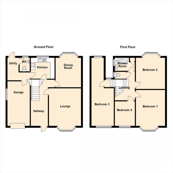 Floor Plan Image for 4 Bedroom Semi-Detached House for Sale in Mitcham Crescent, Newcastle Upon Tyne