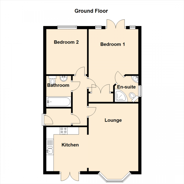 Floor Plan Image for 2 Bedroom Ground Flat for Sale in Rosebury Drive, Newcastle Upon Tyne