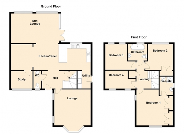 Floor Plan for 4 Bedroom Detached House for Sale in Greenlee Drive, Newcastle Upon Tyne, NE7, 7GA - OIRO &pound430,000