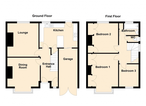 Floor Plan for 3 Bedroom Link Detached House for Sale in Derwentdale Gardens, Newcastle Upon Tyne, NE7, 7QN - Offers Over &pound270,000