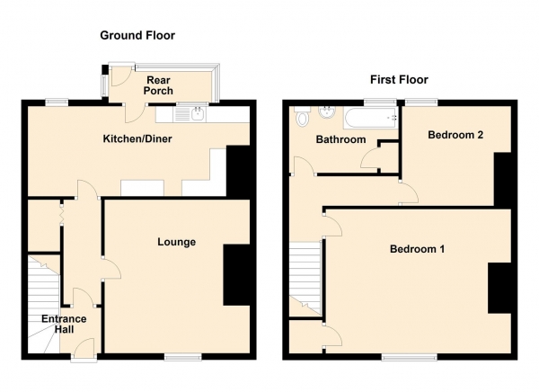 Floor Plan Image for 2 Bedroom Terraced House to Rent in South View, Longbenton, Newcastle Upon Tyne