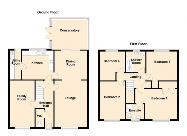 Floor Plan Image for 4 Bedroom Detached House for Sale in Woolmer Court, Newcastle Upon Tyne