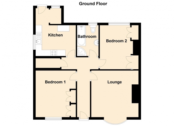 Floor Plan Image for 2 Bedroom Ground Flat to Rent in Ferndene Grove, Newcastle Upon Tyne