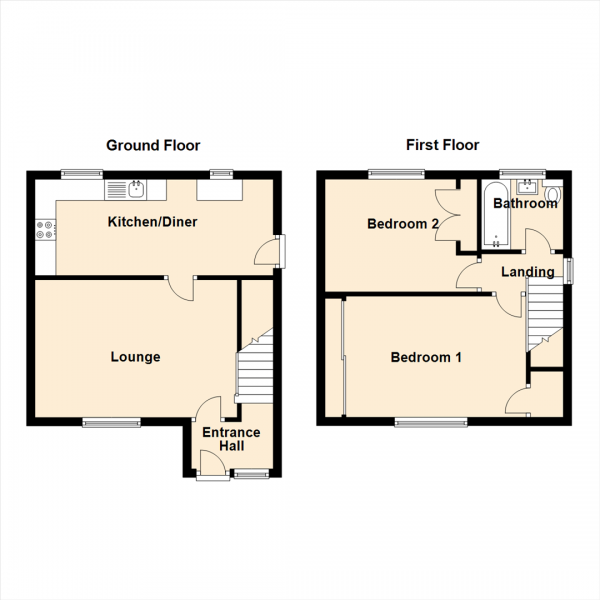 Floor Plan Image for 2 Bedroom Semi-Detached House for Sale in Granville Drive, Forest Hall, Newcastle Upon Tyne