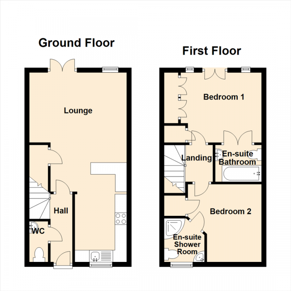 Floor Plan Image for 2 Bedroom Terraced House for Sale in Rosebury Drive, Longbenton