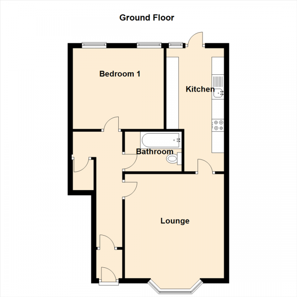 Floor Plan Image for 1 Bedroom Ground Flat for Sale in Stannington Place, Heaton, Newcastle Upon Tyne