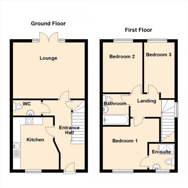 Floor Plan Image for 3 Bedroom Semi-Detached House for Sale in Miller Close, Palmersville, Newcastle Upon Tyne