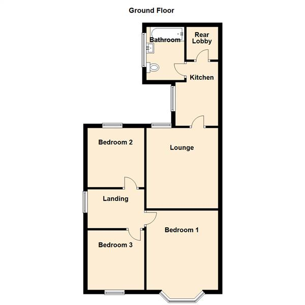 Floor Plan for 3 Bedroom Flat for Sale in Sackville Road, Heaton, NE6, 5TD - Offers Over &pound160,000