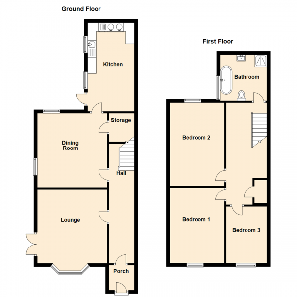 Floor Plan for 3 Bedroom Semi-Detached House for Sale in Letchwell Villas, Newcastle Upon Tyne, NE12, 7AA - OIRO &pound370,000