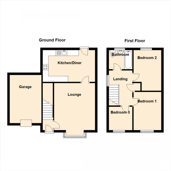 Floor Plan for 3 Bedroom Semi-Detached House for Sale in Garstin Close, Newcastle Upon Tyne, NE7, 7FJ - OIRO &pound225,000