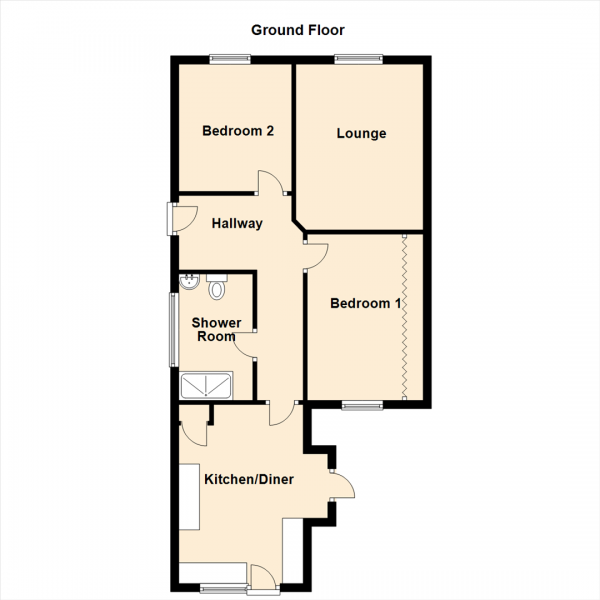 Floor Plan Image for 2 Bedroom Semi-Detached Bungalow for Sale in Craythorne Gardens, Heaton, Newcastle Upon Tyne