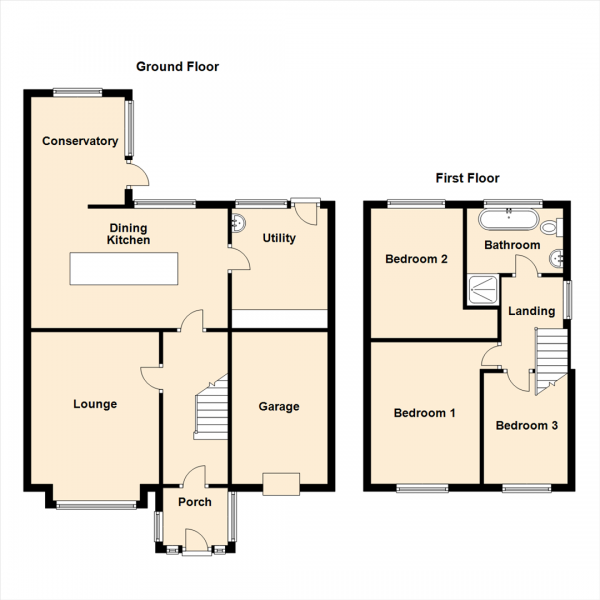 Floor Plan Image for 3 Bedroom Detached House for Sale in Leicester Close, Wallsend