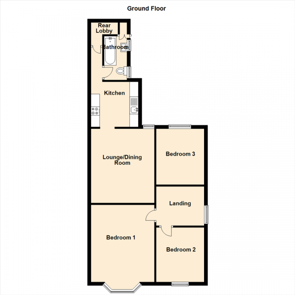 Floor Plan for 3 Bedroom Property for Sale in Faldonside, Heaton, Newcastle Upon Tyne, NE6, 5UH - Offers Over &pound175,000