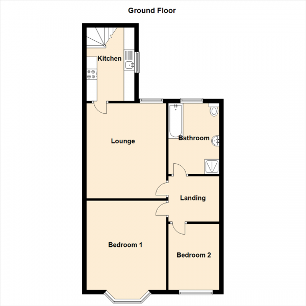 Floor Plan for 2 Bedroom Flat for Sale in Spencer Street, Heaton, Newcastle Upon Tyne, NE6, 5DA - Offers Over &pound155,000