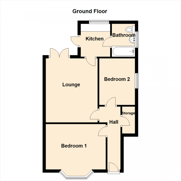 Floor Plan for 2 Bedroom Flat for Sale in Benfield Road, Heaton, Newcastle Upon Tyne, NE6, 5UY -  &pound145,000