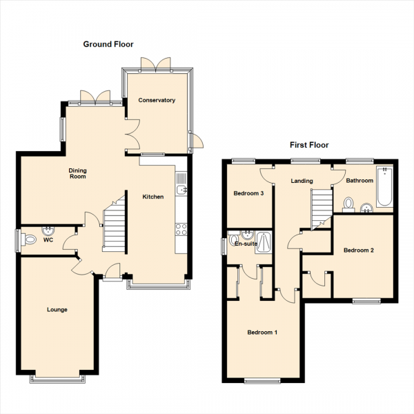 Floor Plan for 3 Bedroom Detached House for Sale in Greenlee Drive, Haydon Grange, Newcastle Upon Tyne, NE7, 7GA - Offers Over &pound320,000