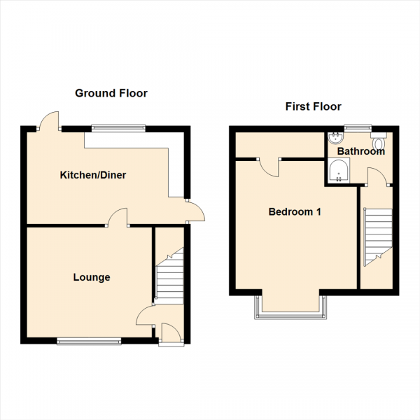 Floor Plan Image for 1 Bedroom Semi-Detached House for Sale in Eskdale Avenue, Wallsend