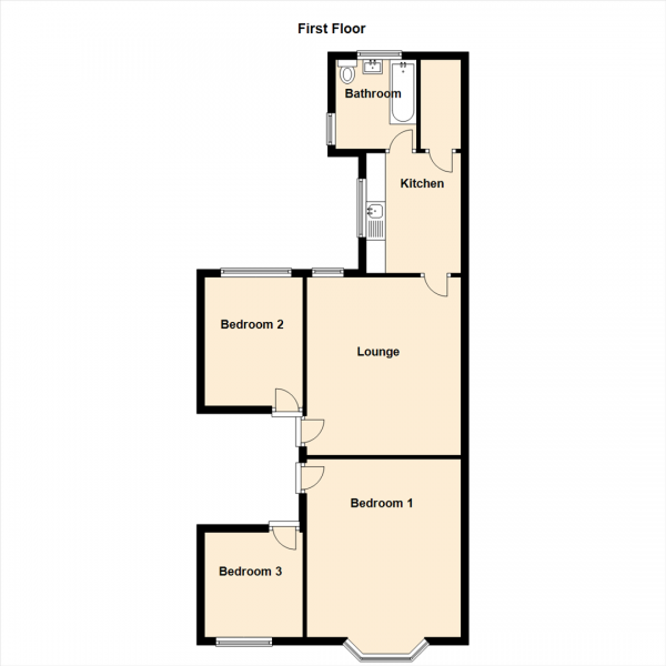 Floor Plan Image for 3 Bedroom Property for Sale in Holly Avenue, Wallsend