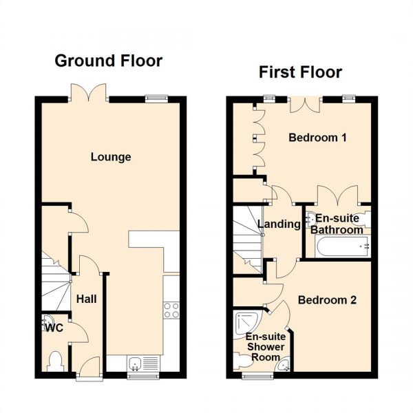 Floor Plan Image for 2 Bedroom End of Terrace House for Sale in Westbury Court, Longbenton, Newcastle Upon Tyne