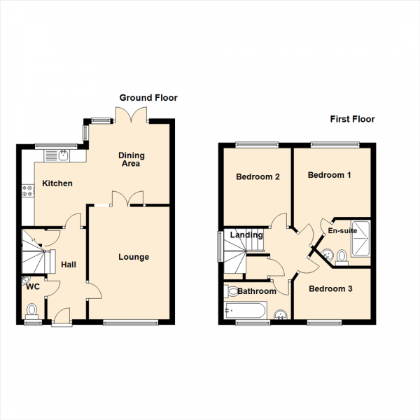 Floor Plan for 3 Bedroom Detached House for Sale in Reme Court, Killingworth Village, Newcastle Upon Tyne, NE12, 6BE - Guide Price &pound245,000