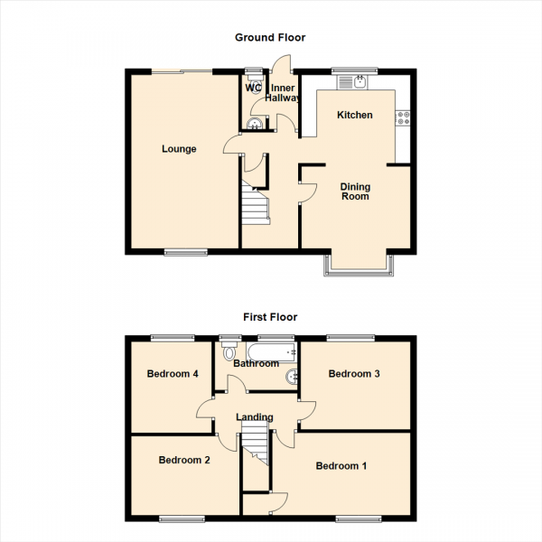 Floor Plan for 4 Bedroom Property for Sale in Benton Lane, Newcastle Upon Tyne, NE12, 8JD - Offers Over &pound175,000