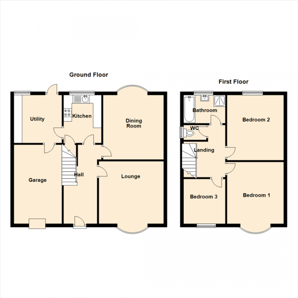 Floor Plan Image for 3 Bedroom Semi-Detached House for Sale in Derwentdale Gardens, High Heaton, Newcastle Upon Tyne